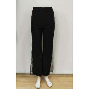 Pantalones de crepé importados con detalles de tul en las cinturillas, 29964 - Negro - Product Image 6