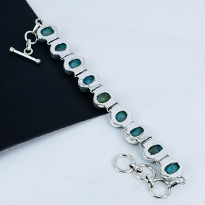 Turquoise Gemstone Handmade Luxury Charm Sterling Silver <b>Bracelet</b> GIA Certified Gifts for Her - Product Image 5