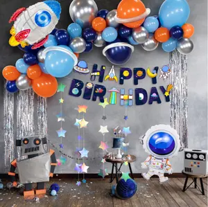 Großhandel Kinder Party liefert Banner Space Rocket Astronaut Alles Gute zum Geburtstag Dekoration