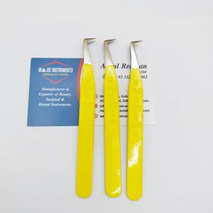 Pince à cils en acier inoxydable jaune de haute qualité avec poignée en forme de coeur outil de beauté enduit de poudre durable pointe pointue - Product Image 1