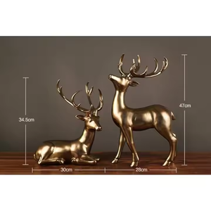 Juego de escultura de ciervo clásica más vendida de 2 estatuas de ciervos de Metal escultura hogar Hotel Decoración de mesa auxiliar por decor IMPEX - Product Image 5