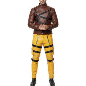 Traje de Motociclismo de Cuero para Hombre, Corte Ajustado, con Cierre de Broches Ajustables, Chaqueta y Pantalones de Protección - Product Image 1