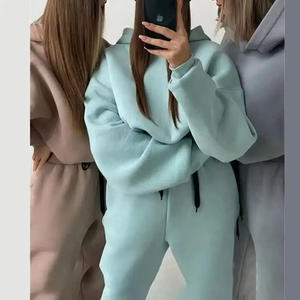 Custom <b>Embroidery</b> Logo Casual Two-Piece <b>Set</b> Oversized Hoodie Straight-Leg Sweatpants 100% Cotton Breathable Quick Dry Tracksuit - Product Image 4