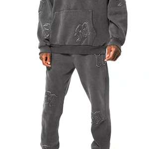 Chándal de invierno para hombre, hecho a medida, de algodón 100%, transpirable, antibacteriano, con capucha, lavado ácido y estampado de personajes. - Product Image 4