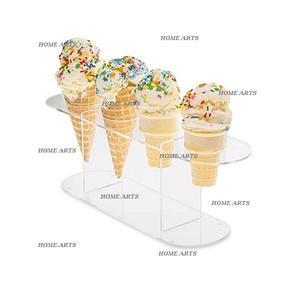 Soporte de cono de helado acrílico de diseño clásico con 4 agujeros Soporte de helado de restaurante de calidad superior a bajo precio - Product Image 2