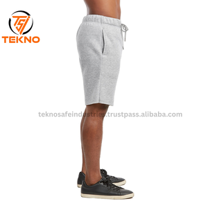 กางเกงขาสั้นของผู้ชายผ้าฝ้าย100% แบบผูกเชือกกางเกงลำลองสีพื้นพื้นมีเชือกผูกสำหรับฤดูร้อน - Product Image 4