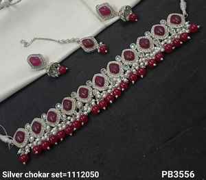 Plaqué argent belle superbe CubicZircon cristal Dangle goutte tour de cou collier de mariage bijoux avec boucle d'oreille Mangtika pour les femmes - Product Image 5