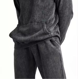 Chándales de lavado ácido para hombre al por mayor, ropa de entrenamiento informal y deportiva para hombres de gran tamaño, chándales de lavado ácido de alta calidad - Product Image 4