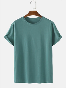 T-shirts pour hommes décontractés, streetwear, coupe ample, col rond, couleur unie, confortables, logo personnalisé, tissu tricoté 100% coton, haute qualité - Product Image 4