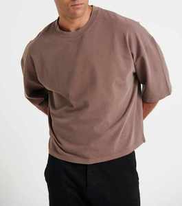 เสื้อยืดสตรีทแวร์สำหรับผู้ชายเสื้อยืดโอเวอร์ไซส์ผ้าคอตตอนโอเวอร์ไซส์ทำจากผ้าฝ้ายออกแบบโลโก้300GSM ได้ตามต้องการ - Product Image 2