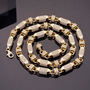 Collar de Cadena Cubana de Plata 925 con Diamantes de Moissanita, Completamente Engastado, Brillante, Pieza Destacada, Joyería Unisex de Moda Hip Hop - Product Image 4