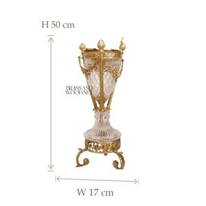 Jarrón Decorativo de Cristal de Lujo con Base Ornamentada de Latón Dorado, Centro de Mesa Premium para Decoración Clásica del Hogar - Product Image 4