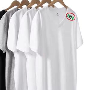 T-shirts pour hommes en coton 100% de haute qualité, col en V, coupe musclée, impression personnalisée du logo, design uni, tissu respirant, blanc, Bangladesh - Product Image 1