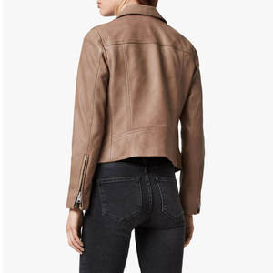 Nueva chaqueta de cuero de piel de oveja acolchada informal con estilo de moda para mujer transpirable con cremallera acabada chaqueta de mujer - Product Image 3