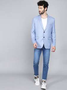 Blazer bleu ciel pour homme, coupe ajustée, manches longues, best-seller, disponible au meilleur prix du marché - Product Image 3