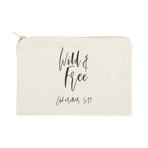 Wild Free Cotton Canvas Cosmetic Bag Ephesians 3:12 Portable <b>Makeup</b> Organizer Hanging Feature Holographic Letter <b>for</b> <b>Storage</b> - Product Image 1