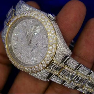 VVS Moissanite นาฬิกาข้อมือสำหรับผู้ชาย, สไตล์หรูหราทำจากเพชรทำจากน้ำแข็งอัตโนมัติปรับแต่งได้ตามต้องการ - Product Image 1