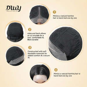 DWY 30-Inch Synthetic <b>Wig</b> with Transparent Lace Front Silk Straight Natural Design and Middle Parting T-Part Natural Color - Product Image 5