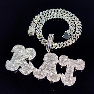 Colgante de moissanita VVS, colgante de diamante personalizado, diseño de letras, colgantes y dijes finos, joyería fina de diamantes para hombres de Hip-Hop Iced Out - Product Image 1