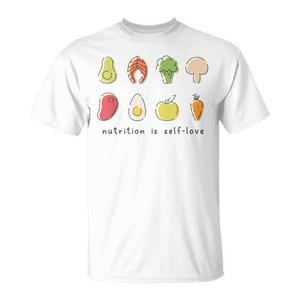 T-shirt Unisex in Cotone Girocollo a Maniche Corte con Stampa 'Nutrition Is Self Love', Abbigliamento Promozionale Ecologico - Product Image 1