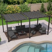 Pergola rétractable en alliage d'aluminium, design moderne, imperméable, toutes saisons, auvent double pare-soleil, mobilier d'extérieur