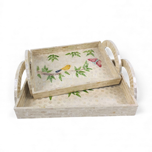 Bandeja Rectangular de Nácar Hecha a Mano, Elegante Bandeja de Servicio Natural, Bandeja de Concha Hecha Directamente en Vietnam - Product Image 4