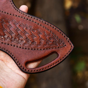 Gaine de couteau en cuir pleine fleur rustique pour camping de survie et bushcraft cousu à la main OEM personnalisé pris en charge - Product Image 6