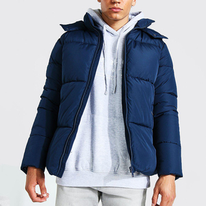 Doudoune d'hiver rembourrée à capuche imperméable pour hommes avec logo personnalisé Manteau à capuche chaud pour hommes Veste à capuche avec capuche amovible - Product Image 1