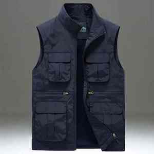 Chaleco transpirable de gran tamaño para hombre para golf, caza y camping, cortavientos sin mangas con ropa de trabajo multibolsillo - Product Image 4