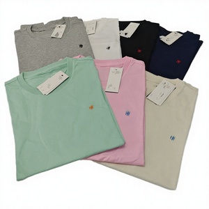 100% Cotton Men's Short Sleeve Regular Fit Casual T-Shirt 180g Wholesale Embroidered <b>Logo</b> Solid Pattern - Product Image 1