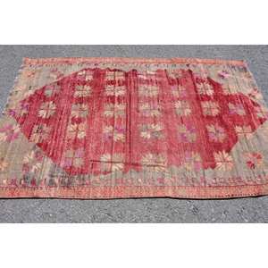 Tapis Vintage Turc Bohème Rouge Beige Classique Grande Surface 4.2X7 pieds Laine Patchwork Design Latex pour Couloir Rectangle Chambre - Product Image 3