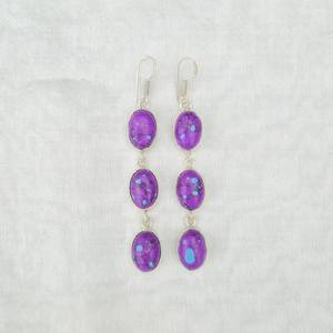 Pendientes multipiedra turquesa púrpura, chapados en plata 925 pendientes colgantes, joyería de cristal bohemio hecha a mano, regalo para ella étnica - Product Image 6