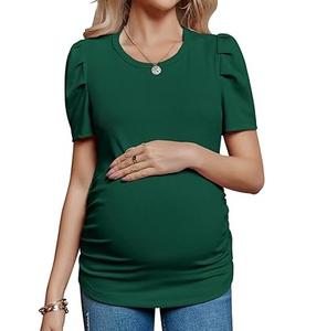 Camiseta de Maternidad de Verano de Color Verde con Diseño Personalizado OEM, Camiseta de Lactancia para Mujer, Alta Calidad, 100% Algodón, Moda para Exteriores, Transpirable - Product Image 1