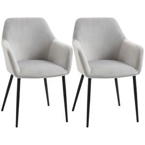 HOMCOM Lot de 2 chaises de salon nordiques avec dossier et accoudoirs incurvés et siège rembourré, 54x57x80 cm, gris - Product Image 1