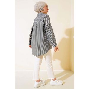 เสื้อลายแนวตั้งลำลองสีดำ - Product Image 2