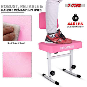 5 Core Piano Bench 3 Padded Cushioned <b>Stool</b> w Backrest Heavy Duty Musician Chair Height Adjustable - Product Image 2