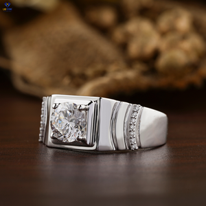 แหวนเพชรทรงกลม1.35 TDW สำหรับผู้ชายแหวนเพชรสีทองขาวมาตรฐานการตั้งค่าง่าม cvd/hpht หินห้องปฏิบัติการเพชร - Product Image 2