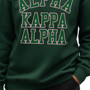 Sudadera AKA Ivy League de Primera Calidad, Sudadera con Cuello Redondo de Felpa, Ropa Personalizada para Hermandades Griegas, Verde Bosque con Letras Rosas - Product Image 5