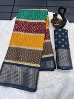Saree Modern Wanita Bahan Kain Baru dengan Bordir Jacquard Tebal, Cetakan Batik Cantik, Bahan Daur Ulang, Anti Kusut untuk Pesta