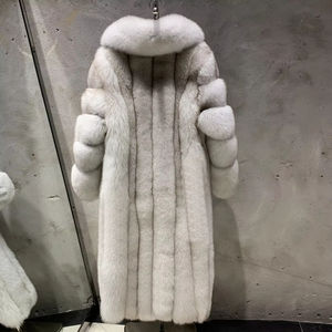 Manteau long en fourrure de renard pour homme, fourrure de chèvre incrustée, manteau d'hiver - Product Image 2