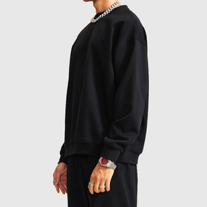 Sudadera de chenilla de algodón 100% para hombre de etiqueta privada para Otoño e Invierno patrón sólido con parche de alfabeto teñido liso - Product Image 5