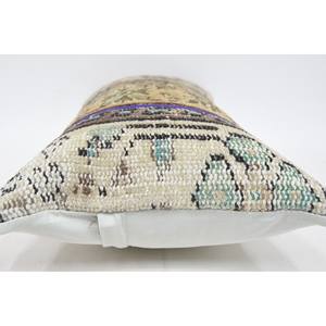 Bohème Vintage 12x24 pouces Beige laine oreiller tissé Kantha Patchwork brodé coussin uni décoratif sol utilisation - Product Image 5