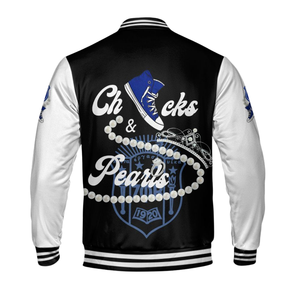 Zeta Phi Beta 1920 Azul Blanco Hermandad Letterman ZPB Varsity Jacket Greek Life Chenille Patch Founders Style Gear - Product Image 5