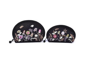 OEM & ODM-juego clásico de poliéster con cremallera, monederos de cáñamo con cuentas de vidrio cosidas a mano, diseños de "Flores y césped", 2 uds. - Product Image 6