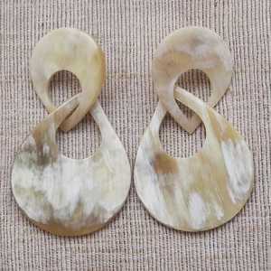 Pendientes de Cuerno Natural de Calidad, Estilo Amor, Hechos a Mano, Modernos, Ecológicos, Joyería de Cuerno de Búfalo para Boda - Product Image 1