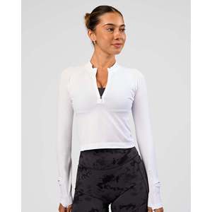AeroFLX+ Camiseta Ligera de Manga Larga con Media Cremallera, Estilo Skimmer, Color Sólido, Top Deportivo de Spandex - Product Image 1