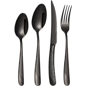 Juego de 3 cubiertos de acero inoxidable usados en utensilios de cocina de mesa, cafetería, hogar, cubiertos chapados en Color plateado, cubiertos con mango de 3 colores - Product Image 5