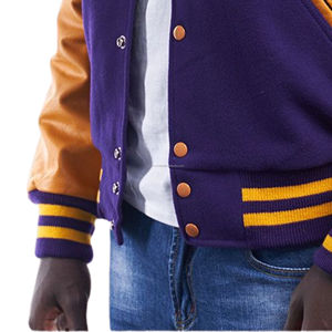 Chaqueta Bomber Universitaria de Béisbol Americana Vintage Unisex con Mangas de Cuero Sintético y Lana, Uniforme de Equipo, Parches Delanteros Estilo Letterman Estándar - Product Image 6