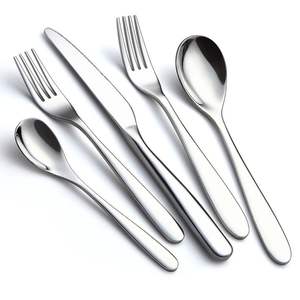 Ensemble de couverts en acier inoxydable poli argenté, fabrication artisanale en Inde, vente en gros, design simple, pour la maison - Product Image 1