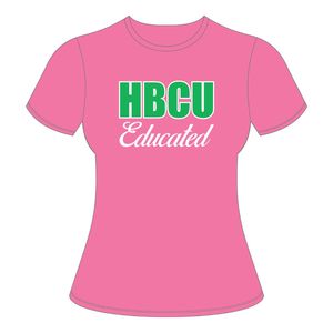 T-shirt rose en coton 100% avec broderie en chenille, éducation HBCU, sororité grecque, Divine Nine, mode universitaire - Product Image 2